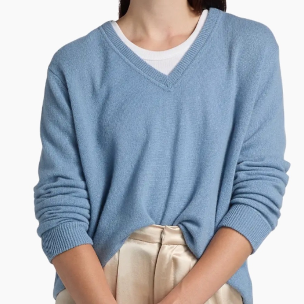 Reformation Light Blue V-Neck Sweater